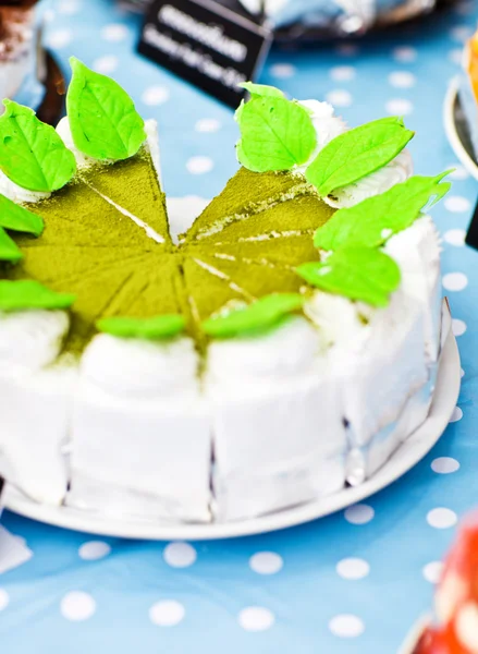 Bunte schöne Torte mit Früchten und Schokolade — Stockfoto