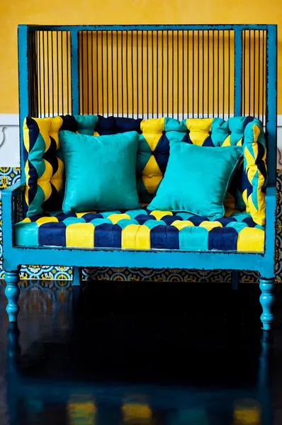 Yellow and blue sofa — Stock Photo, Image