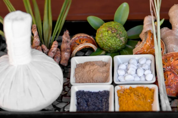 Spa massage avec timbres compresse à base de plantes thaïlandaises — Photo