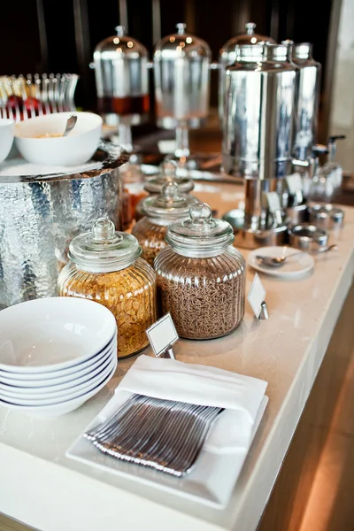 Hotel dry breakfast in assortment — Stock Photo, Image
