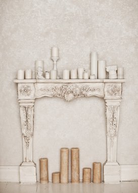 촛불으로 빈티지 화재 장소