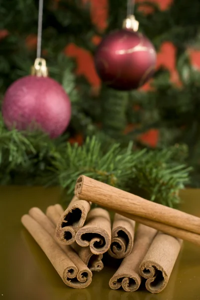 Decorative branch with christmas balls — Stock Photo, Image