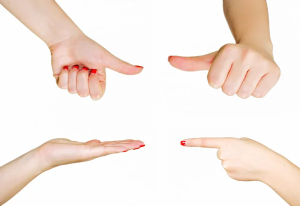 Set gesti della mano, isolato — Foto Stock