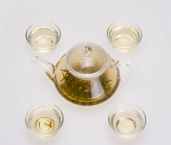 Una pentola di tazze di tè mano — Foto Stock