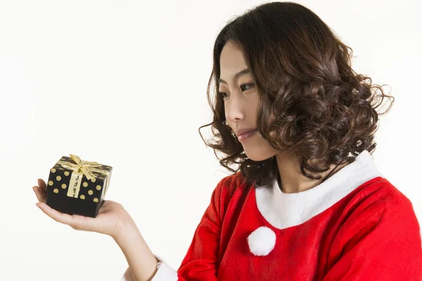 Christmas girl and gift — Stock Photo, Image