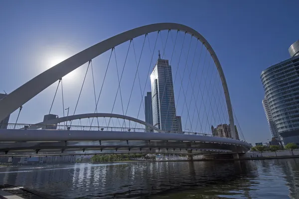 Modern köprü ve tianjin Çin şehirde bina — Stok fotoğraf