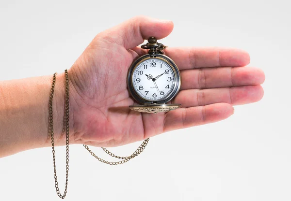 Pocket watch in hand — Stock Photo, Image