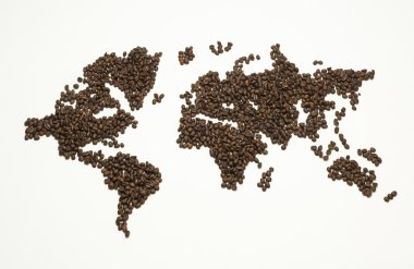 kahve çekirdeği yapılan Dünya Haritası