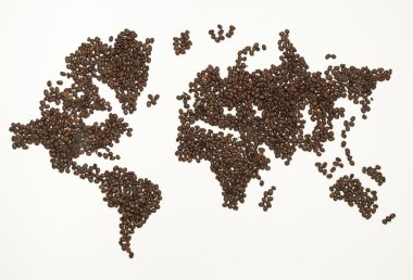 kahve çekirdeği yapılan Dünya Haritası