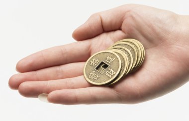 Antik Bronz Çin sikkeler el