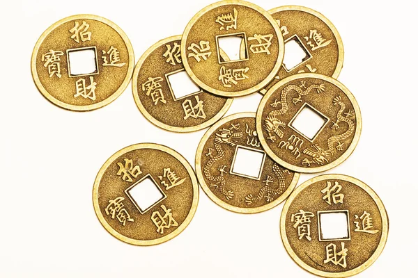 Moedas chinesas de bronze antigo — Fotografia de Stock