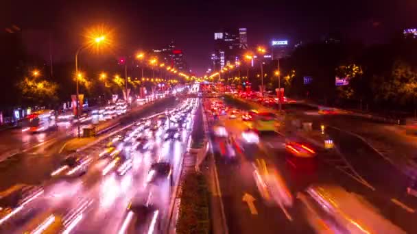 Pasar por alto el tráfico en Third Ring Road, Beijing, China — Vídeo de stock