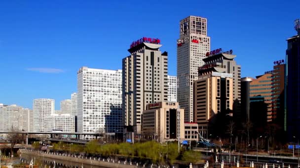 Cbd 国贸，北京，中国的街景 — 图库视频影像