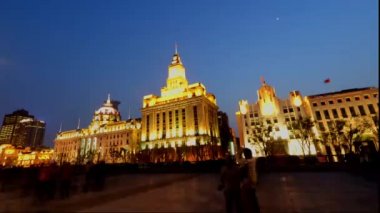 eski moda mimarisinde shanghai bund geceleri, Çin