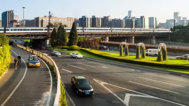 A második gyűrű közúti közlekedési Peking, Kína — Stock videók