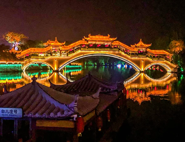 Escena Nocturna Del Festival Ciudad Taierzhuang Provincia Shandong — Foto de Stock