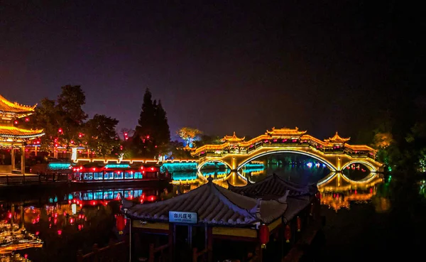 Festival Night Scene Taierzhuang City Shandongprovinsen — Stockfoto
