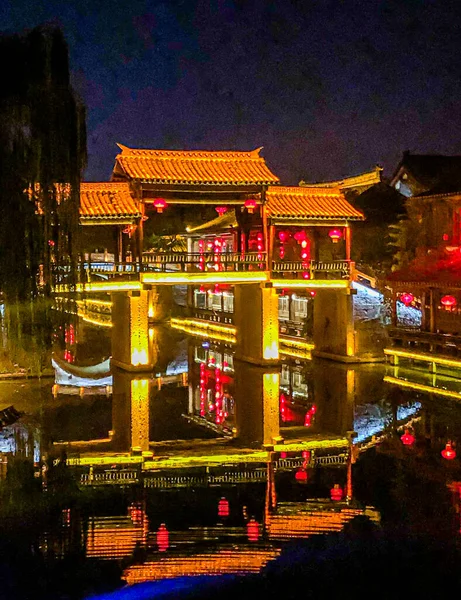 Taierzhuang City Shandong Ilindeki Festival Gecesi Sahnesi — Stok fotoğraf