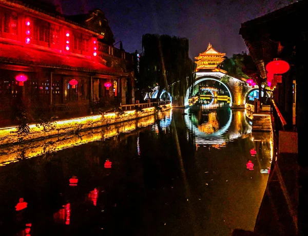 Taierzhuang City Shandong Ilindeki Festival Gecesi Sahnesi — Stok fotoğraf