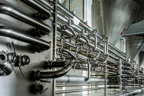 Various Pipes Production Equipment Brewery — Stock Photo, Image