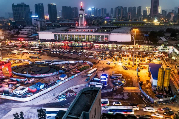 Night View Railway Station Changsha City — Stock Photo, Image