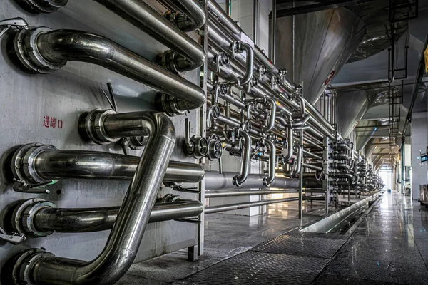 Various Pipes Production Equipment Brewery — Stock Photo, Image