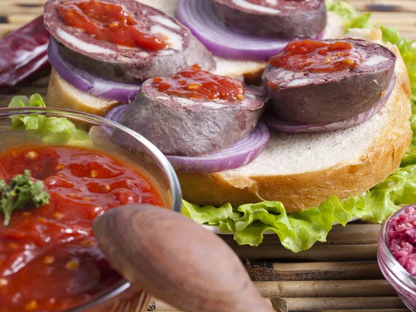 Sanduíches de salsicha — Fotografia de Stock