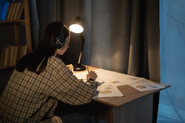 Çalışan Asyalı genç bir kız proje ve kağıt için fikir üretiyor. Geceleri evde sorun yaşıyor. Kız öğrenci, hayal kırıklığına uğramış ve sorunlu bir defter kullanıyor..