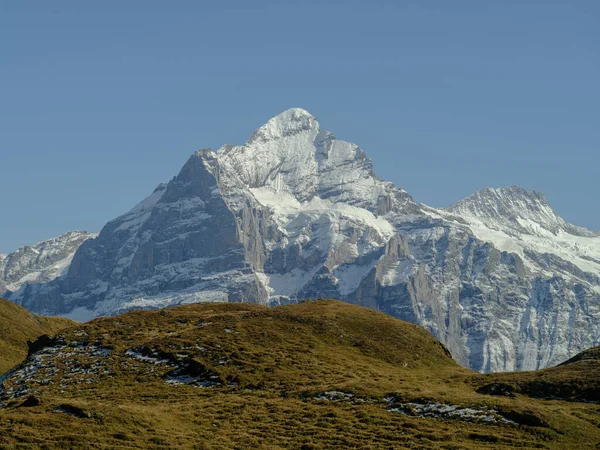 Grindelwald Sviçre Yüksek Dağlar Gölün Yüzeyindeki Yansıma Göllü Dağ Vadisi — Stok fotoğraf