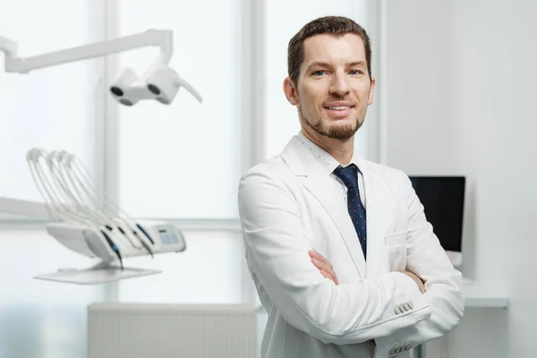 Healthcare Profession Stomatology Medicine Concept Smiling Confident Male Middle Aged — Stockfoto