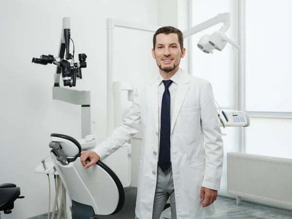 Healthcare Profession Stomatology Medicine Concept Smiling Male Middle Aged Dentist Fotos de stock