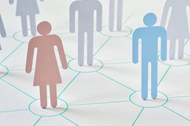 Takım çalışması ve ağ konsepti. Kadın ve erkek takım olarak birlikte çalışıyor.