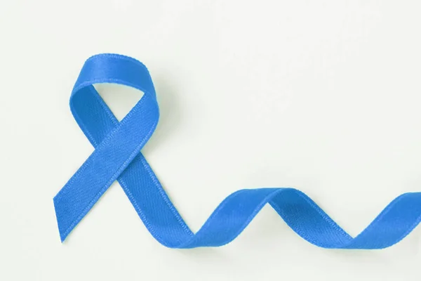 Blue Ribbon White Background Concept Prostate Cancer Awareness — стоковое фото