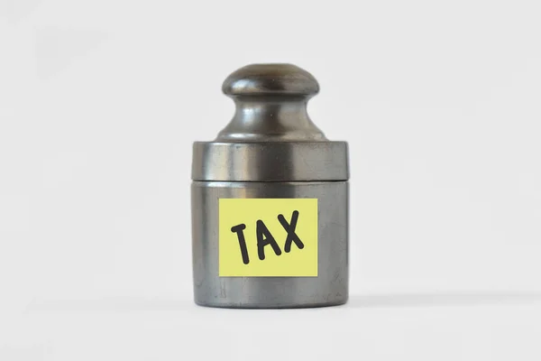 Weight Word Tax Written Paper Note Finance Taxation Concept — Zdjęcie stockowe
