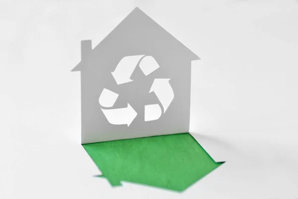 Maison Papier Avec Symbole Recyclage Concept Écologique — Photo