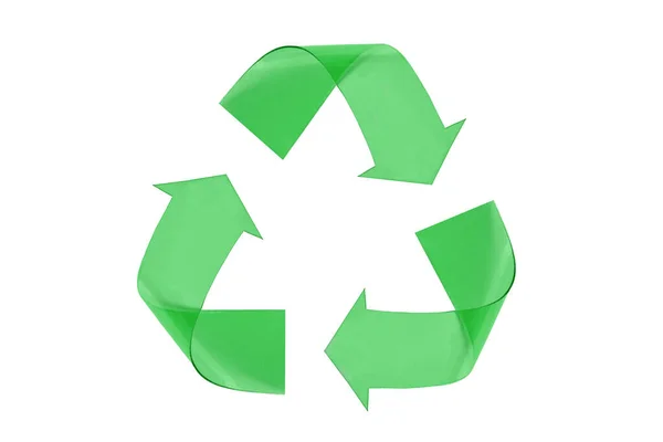 Recyclig Symbol Made Green Plastic White Background — Fotografia de Stock