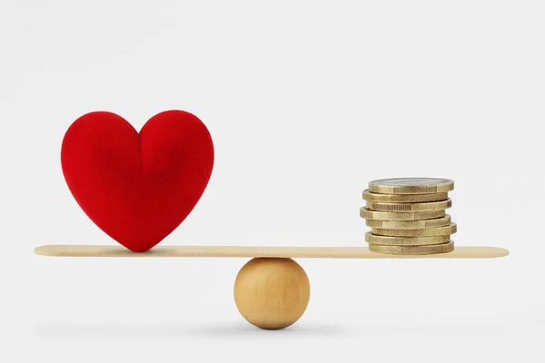Heart Money Balance Scale Order Priority Life Love Money — Stok fotoğraf