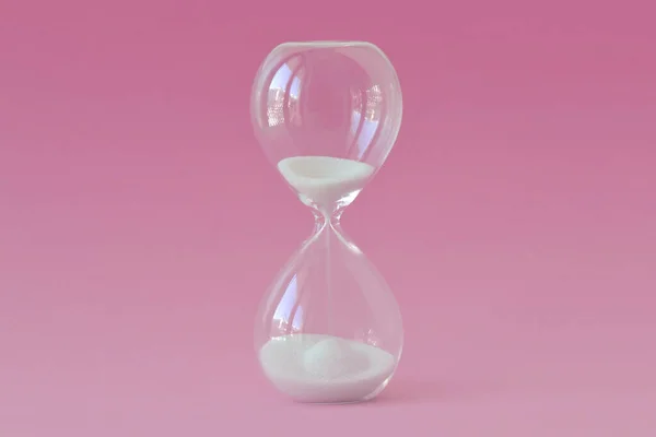 Пісочний Годинник Рожевому Тлі Концепція Здоров Родючості Біологічного Годинника Жінок — стокове фото