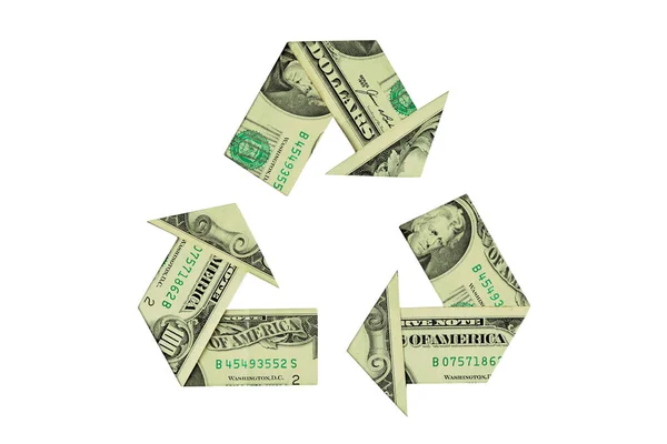 Recycle Symbol Made Dollar Banknotes Ecology Recycling Concept — Stockfoto
