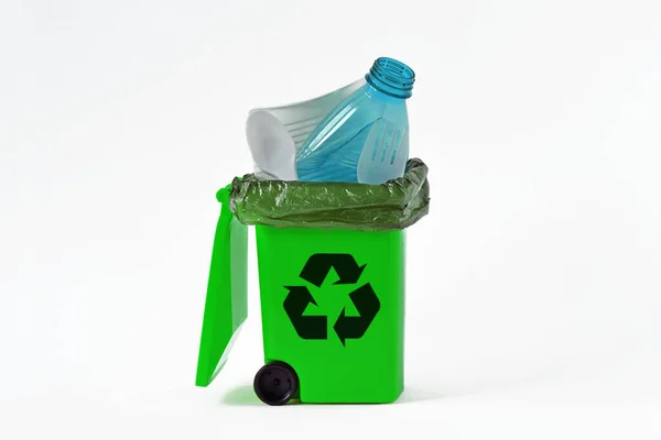 Poubelle Plastique Recyclable Concept Recyclage Écologie — Photo