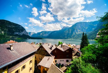 Hallstatt görünümü. Avusturya Köyü.