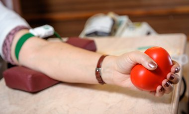 Preparation to blood donation, close-up photo clipart