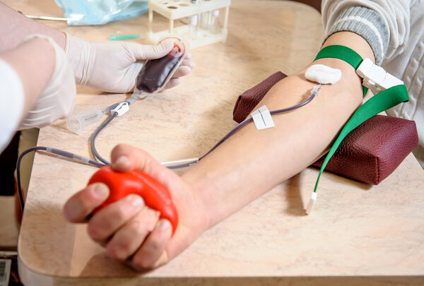 Close-up photo of blood donation