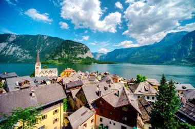 Hallstatt görünümü. Avusturya dağ köyü