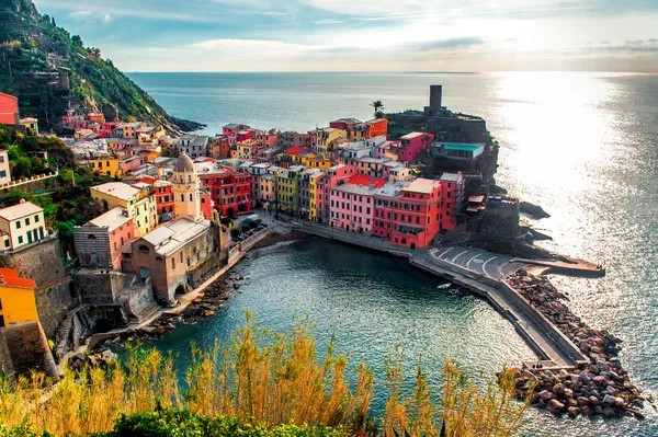 A légi felvétel a Vernazza — Stock Fotó