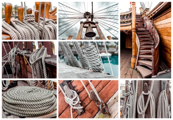 Collage di sartiame della nave — Foto Stock