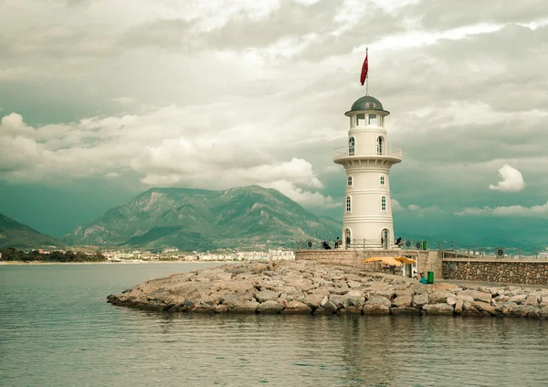 Lighthouse in port Alanya, Turkey — Stock Photo, Image