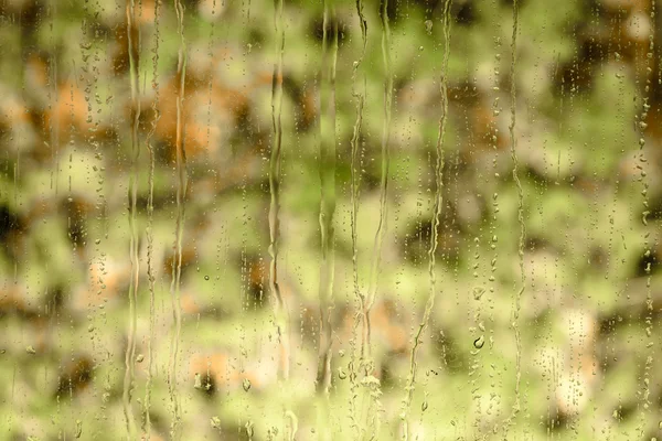 Water raindrops on a window glass — Stock Photo, Image