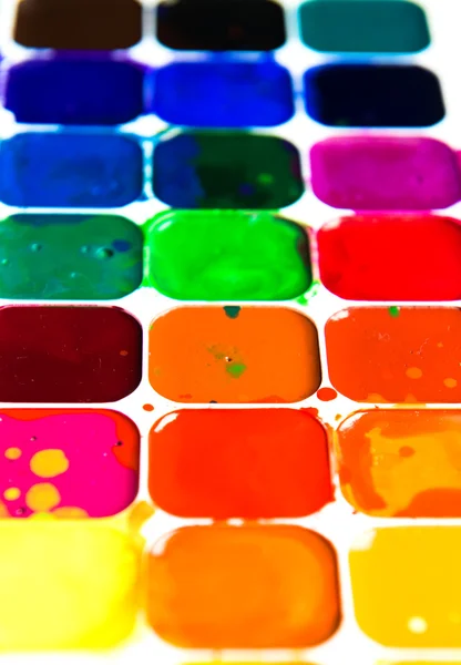 Watercolor paintbox close-up — Stock Photo, Image