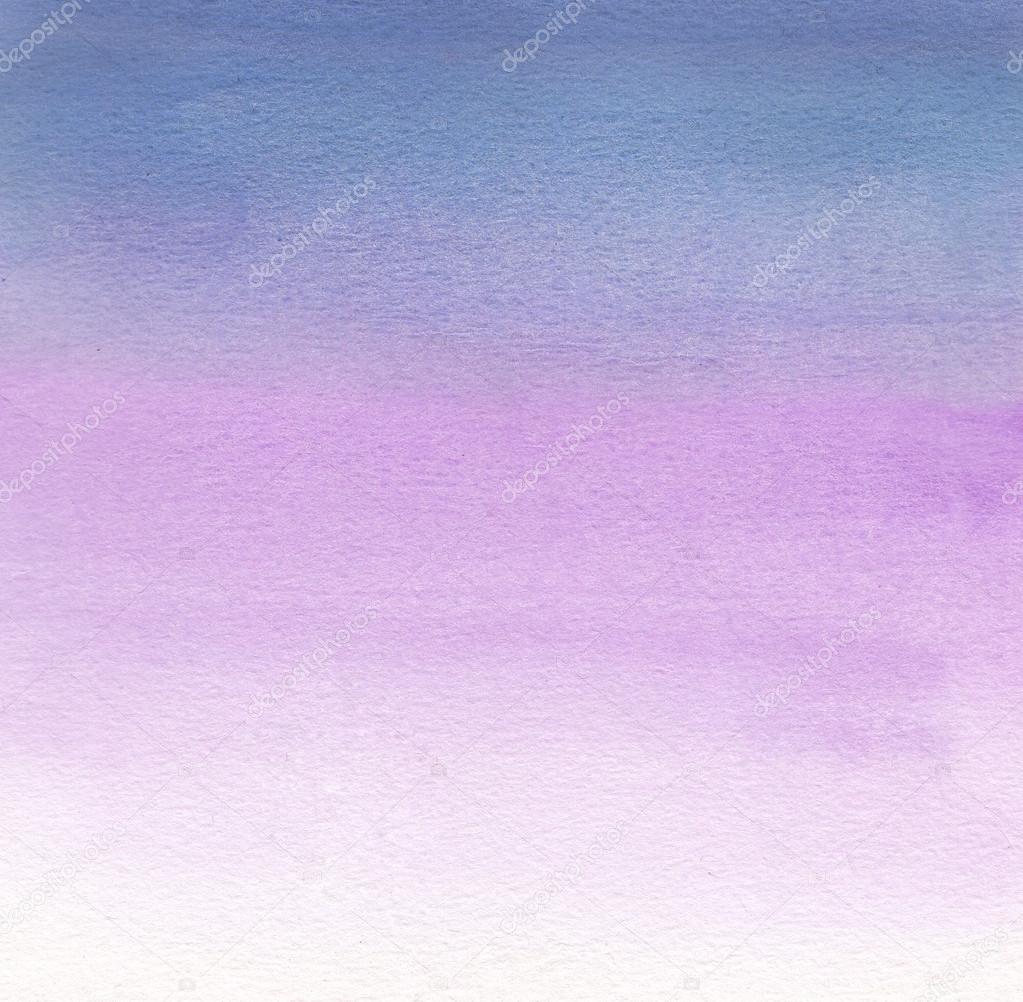Watercolor painting. White, pink, purple and blue gradient